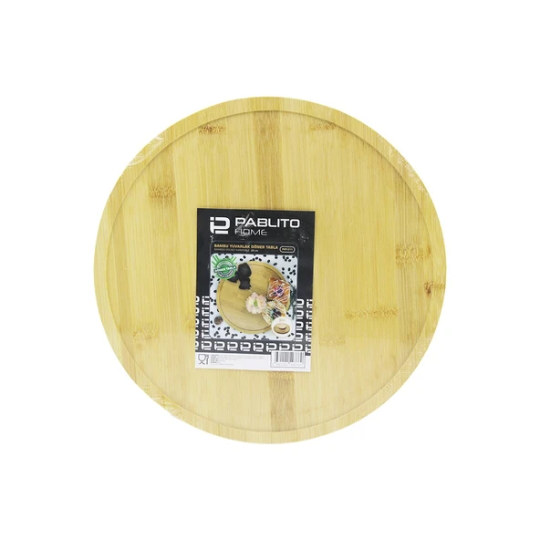 DÖNER TABLALI AHŞAP BAMBU SUNUM TEPSİSİ - MİNİ SOFRA YUVARLAK=30CM (5250)