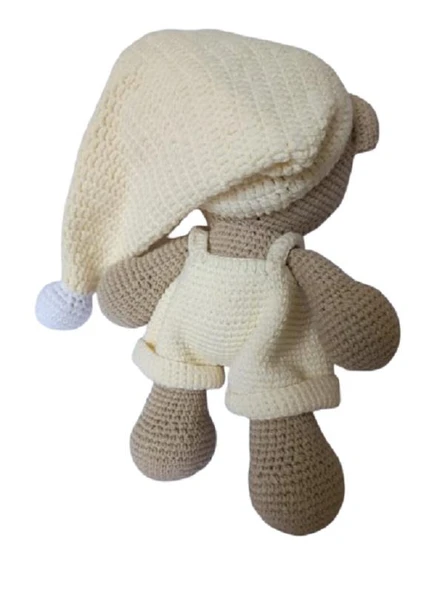 Şapkalı Uykucu Ayıcık Amigurumi Organik Oyuncak - 2
