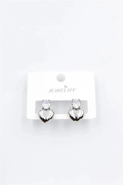 LitaeTrend Kalp Küpe - Gümüş - Resim 2