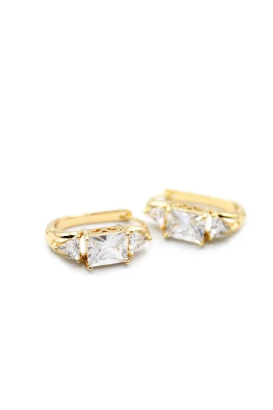 LitaeTrend Baget Taşlı Küpe - Altın - Resim 2