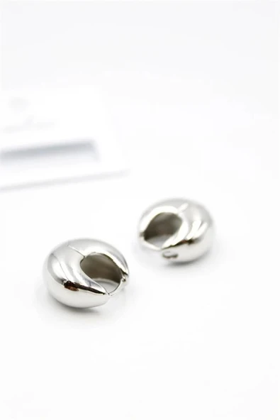 LitaeTrend Oval Halka Küpe - Gümüş ürün görseli 1