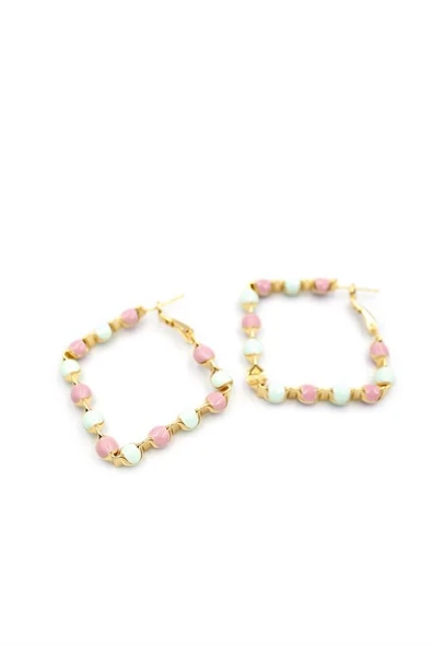 LitaeTrend Mineli Halka Küpe - Pembe ürün görseli 1