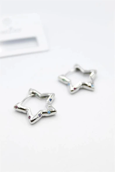 LitaeTrend Taşlı Yıldız Küpe - Gümüş ürün görseli 1