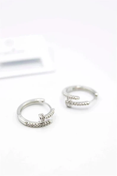 LitaeTrend Taşlı Çivi Küpe - Gümüş ürün görseli 1