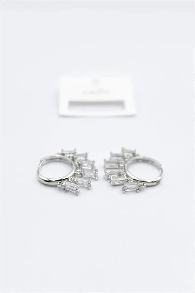 LitaeTrend Baget Taşlı Shakira Küpe - Gümüş - Resim 2