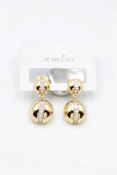 LitaeTrend Baget Taşlı Küpe - Altın ürün görseli 1