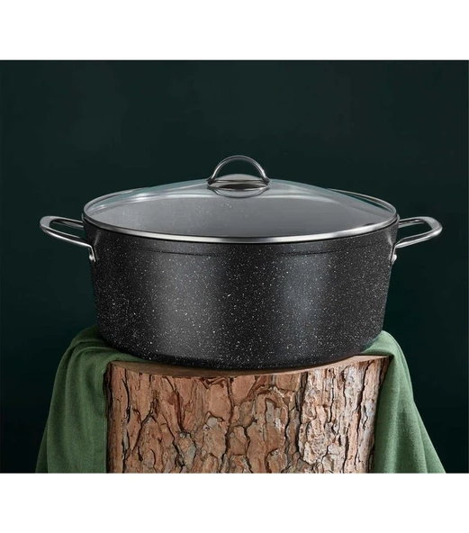 OMS Granit 34X13,5 cm 11 Litre Büyük Derin Tencere Siyah - 3109 ürün görseli