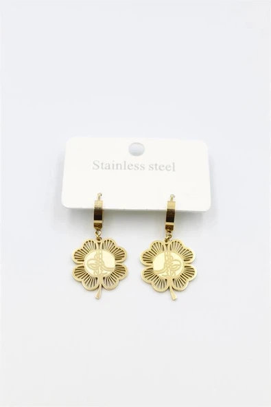 LitaeTrend Tuğra Yonca Küpe - Altın ürün görseli 1