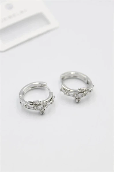 LitaeTrend Taşlı Çivi Küpe - Gümüş - Resim 2