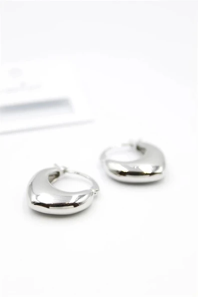 LitaeTrend Oval Halka Küpe - Gümüş ürün görseli 1