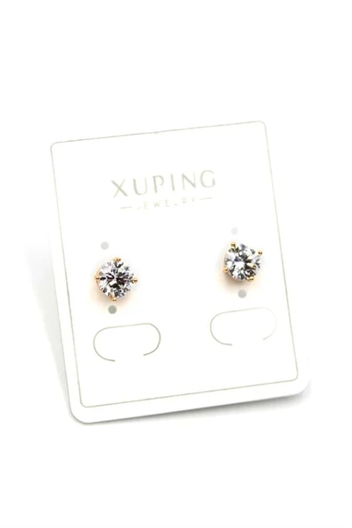 LitaeTrend Büyük Boy Tek Taş Küpe - Altın