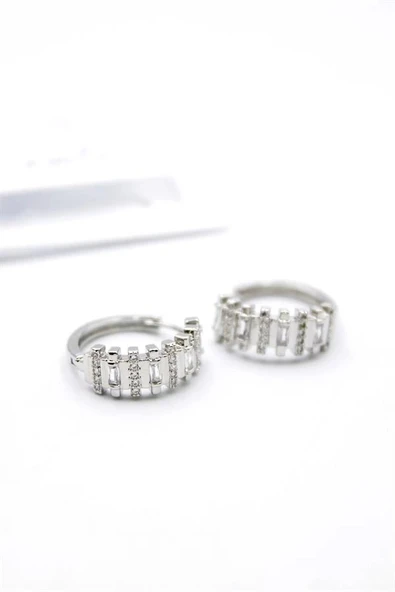 LitaeTrend Taşlı Halka Küpe - Gümüş ürün görseli 1