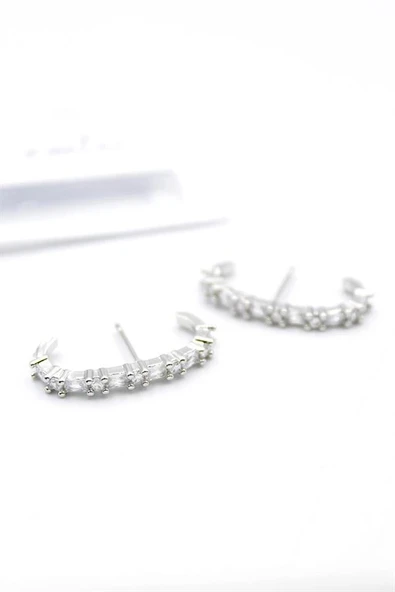 LitaeTrend Taşlı Küpe - Gümüş ürün görseli 1