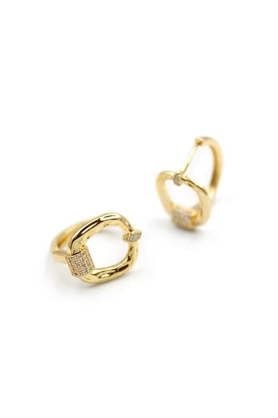 LitaeTrend Taşlı Küpe - Altın - Resim 2