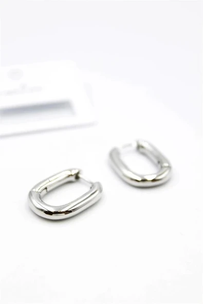 LitaeTrend Oval Halka Küpe - Gümüş ürün görseli 1