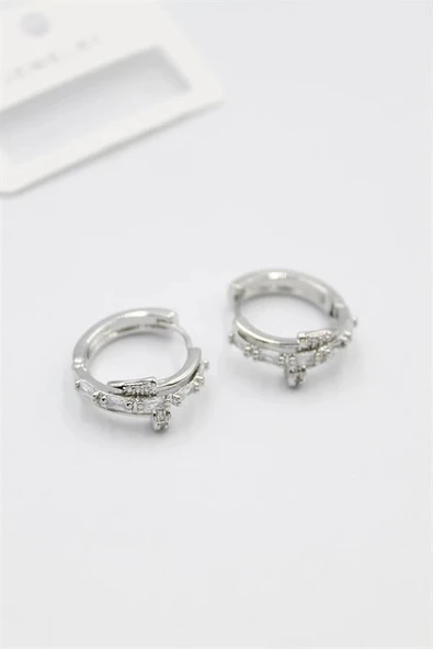 LitaeTrend Taşlı Çivi Küpe - Gümüş ürün görseli 1