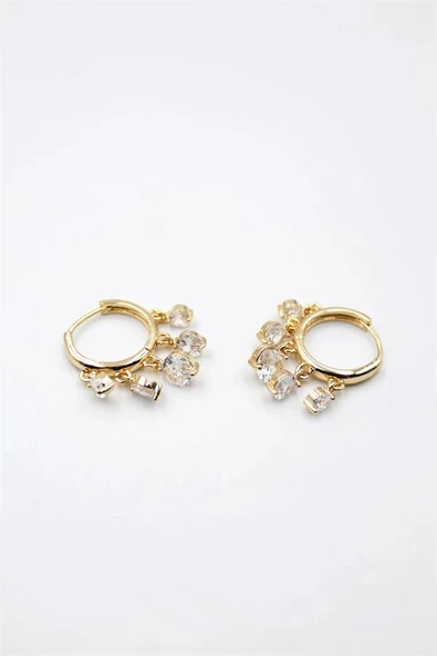 LitaeTrend Yuvarlak Taşlı Shakira Küpe - Altın ürün görseli 1