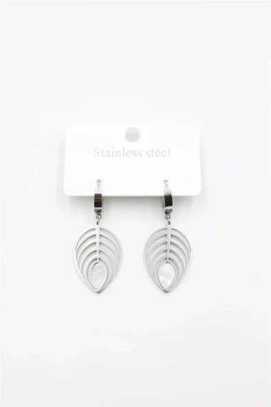 LitaeTrend Sedef Yaprak Küpe - Gümüş ürün görseli 1