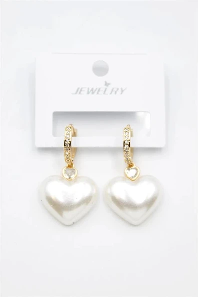 LitaeTrend İnci Kalp Küpe - Altın ürün görseli 1