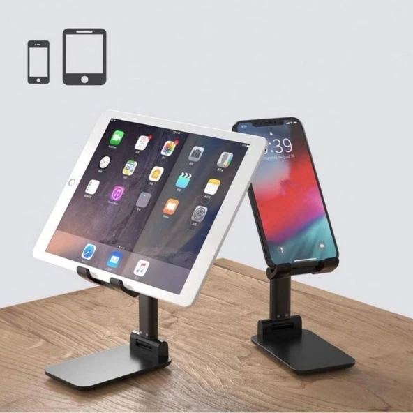 Siyah Aynalı Cep Telefonu Sabitleyici Stand Katlanabilir Ayarlanabilir Telefon Standı (5250)