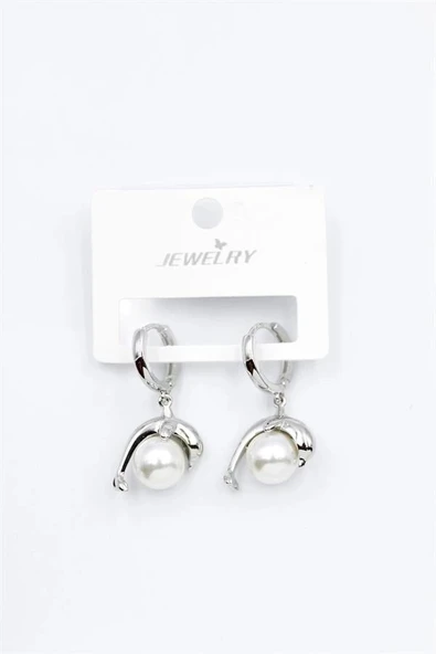 LitaeTrend İncili Yunus Küpe - Gümüş ürün görseli 1