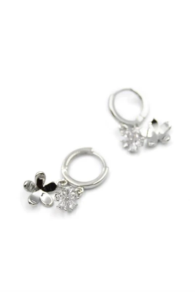 LitaeTrend Zirkon Taşlı Çiçek Küpe - Gümüş ürün görseli 1