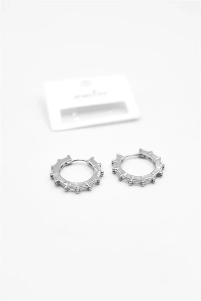 LitaeTrend Baget Taşlı Küpe - Gümüş ürün görseli 1