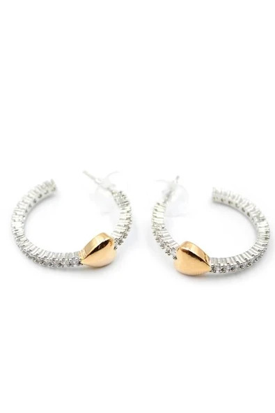 LitaeTrend Kalp Halka Küpe - Gümüş - Resim 2