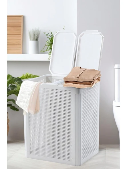 Omnipazar SY-4632 Smart Duo İki Bölmeli Kirli Çamaşır Sepeti 84 Litre - 1