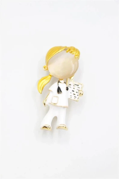 LitaeTrend Hemşire Broş - Beyaz ürün görseli 1