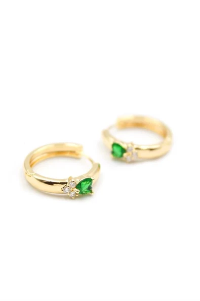 LitaeTrend Kalp Halka Küpe - Yeşil - Resim 2