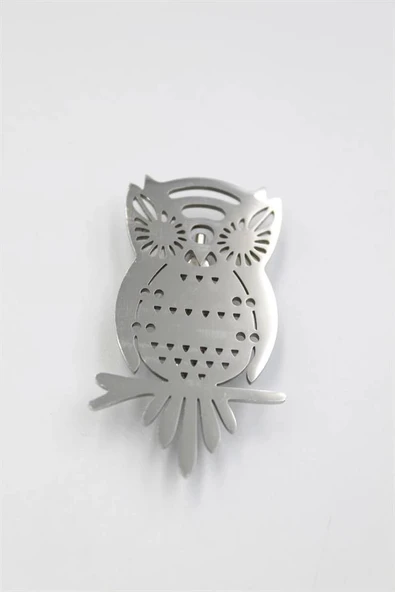 LitaeTrend Çelik Baykuş Broş - Gümüş ürün görseli 1