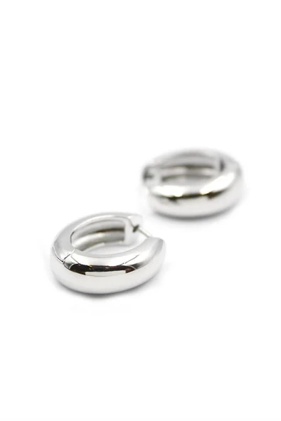 LitaeTrend Oval Halka Küpe - Gümüş - Resim 2