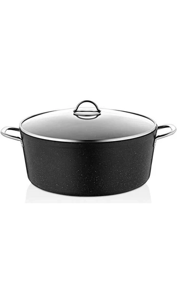 OMS Granit 36X14,5 cm - 13 Litre, Büyük Derin Tencere - Siyah - 3109 - Resim 2