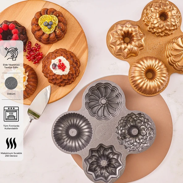 Emsan Griss 4'ü 1 Arada Kek Kalıbı - Gold ürün görseli 1