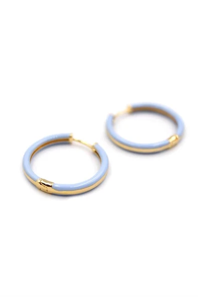 LitaeTrend Mineli Halka Küpe - Açık Mavi - Resim 2