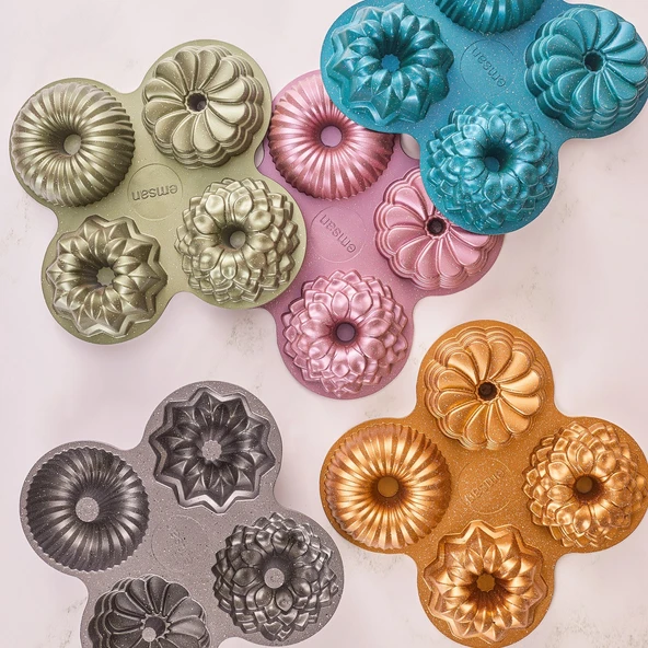 Emsan Griss 4'ü 1 Arada Kek Kalıbı - Gold - Resim 3