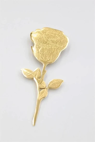 LitaeTrend Çelik Gül Broş - Altın - Resim 2
