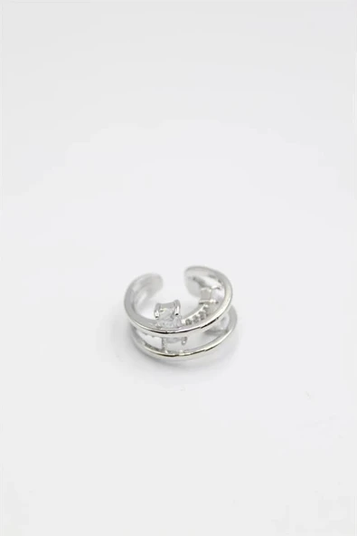 LitaeTrend Taşlı Kıkırdak Küpe - Gümüş - Resim 2