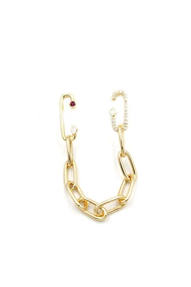 LitaeTrend Tek Kulak Zincir Küpe - Altın - Resim 2