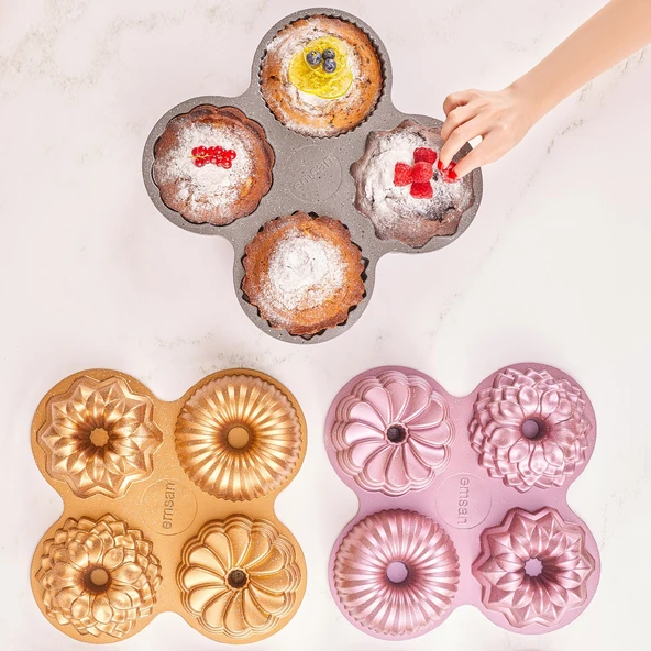 Emsan Griss 4'ü 1 Arada Kek Kalıbı - Gold - Resim 2