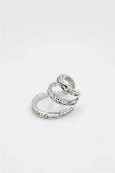 LitaeTrend Taşlı Kıkırdak Küpe - Gümüş ürün görseli 1