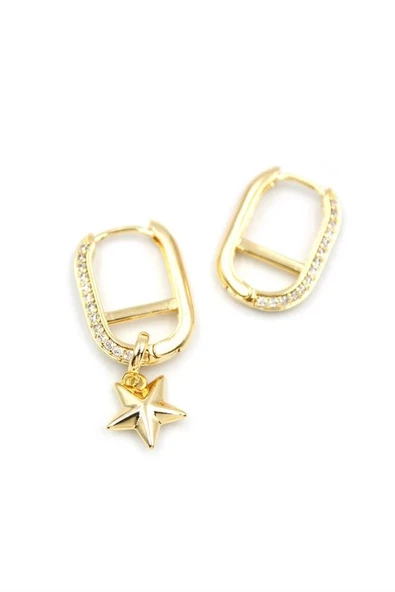 LitaeTrend Halka Yıldız Küpe - Altın ürün görseli 1