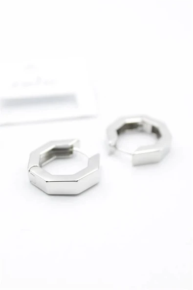 LitaeTrend Sekizgen  Küpe - Gümüş - Resim 2