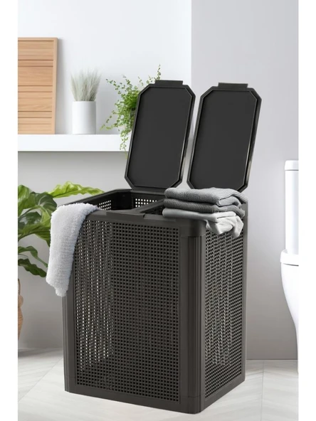 Omnipazar SY-4632 Smart Duo İki Bölmeli Kirli Çamaşır Sepeti 84 Litre - 6
