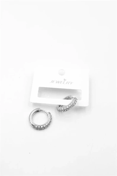 LitaeTrend Halka Taşlı Küpe - Gümüş ürün görseli 1