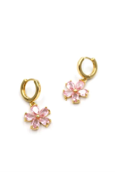 LitaeTrend Çiçek Küpe - Pembe - Resim 2