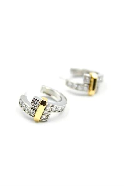 LitaeTrend Taşlı Halka Küpe - Gümüş ürün görseli 1