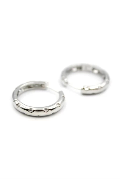 LitaeTrend Taşlı Halka Küpe - Gümüş ürün görseli 1