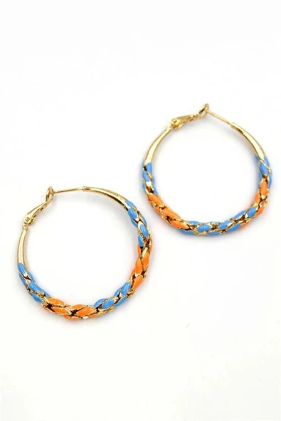 LitaeTrend Mineli Halka Küpe - Turuncu ürün görseli 1